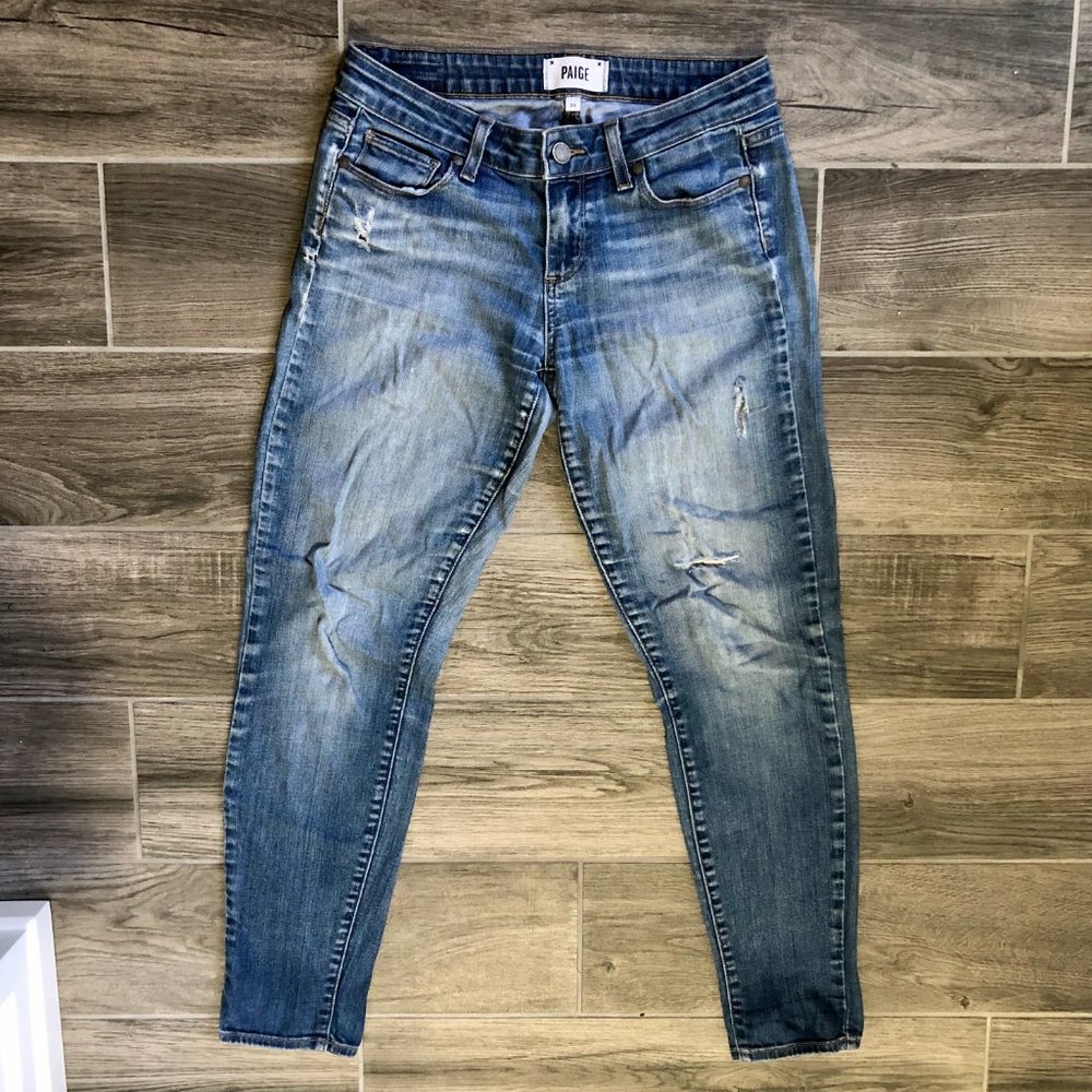 PAIGE Distressed Verdugo Ankle Blue Jeans - Size 26